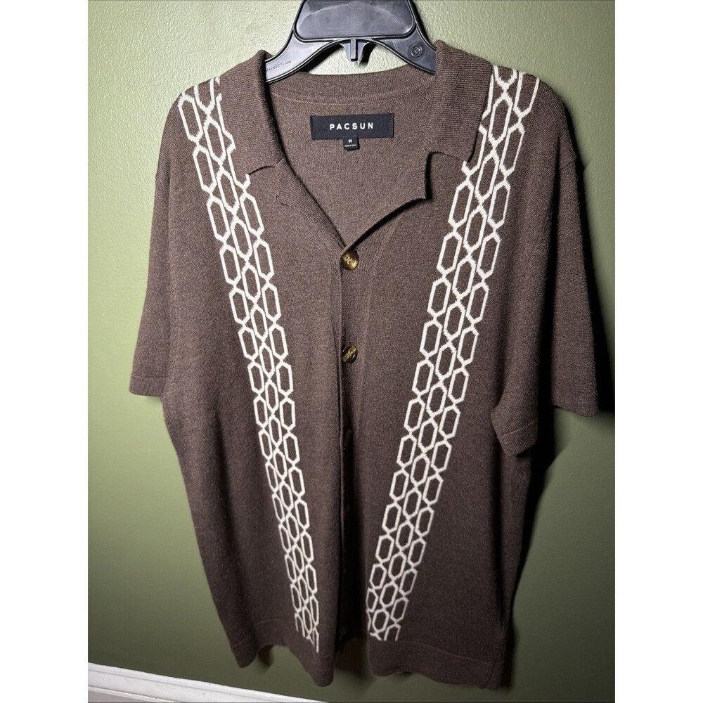 NWOT Pacsun Shirt Men's M Brown Button Up Short Sleeve Wool Blend Camp Shirt
